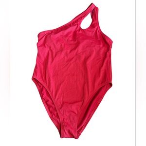 Shade & Shore Women’s One-Shoulder One-Piece Swimsuit in Red Size XL